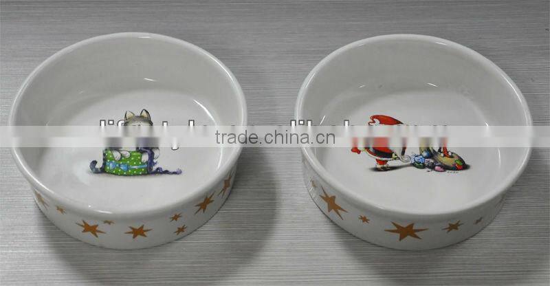 Pretty Round Decaled Cat Bowl