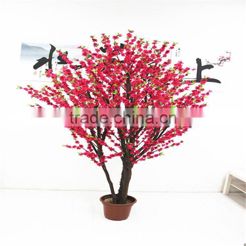 SJZJN 312 Mini Bansai Artificial Peach Blossom Tree /Potted Peach Blossom Tree High Quality