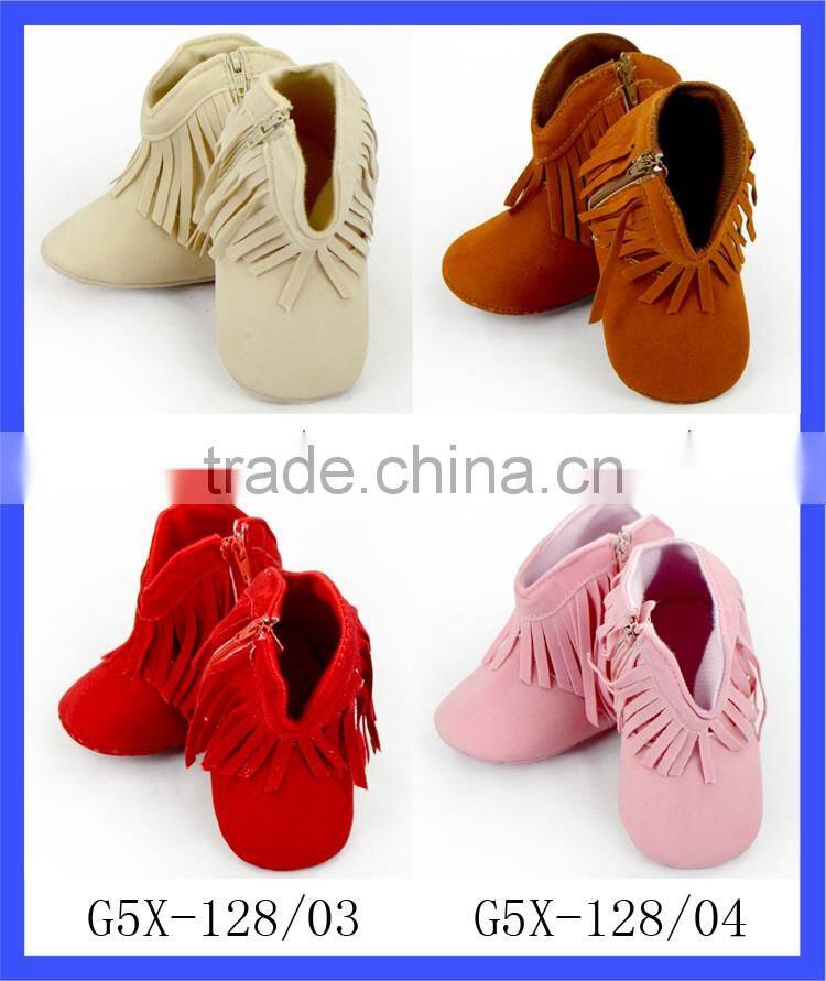 Afforable Girls Soft Soled Suede Leather Shoes Four Colors Baby Tassel Moccasins