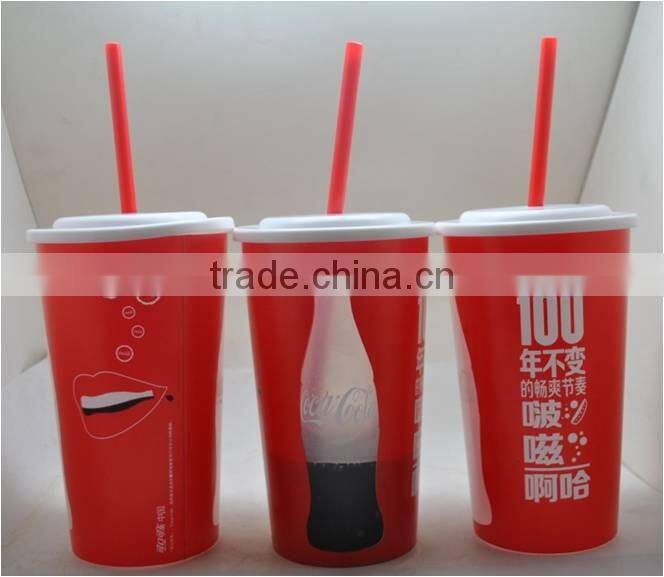 2017 promotional item PP kids plastic cups with straw for trading