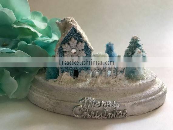 Christmas village train snow snowy small