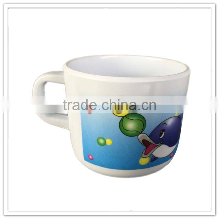 Fancy adorable dolphin printing unbreakable 100% melamine children used custom printed plastic cup