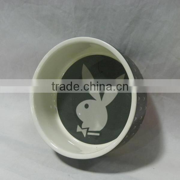 Black Rabbit Ceramic Dog Bowl