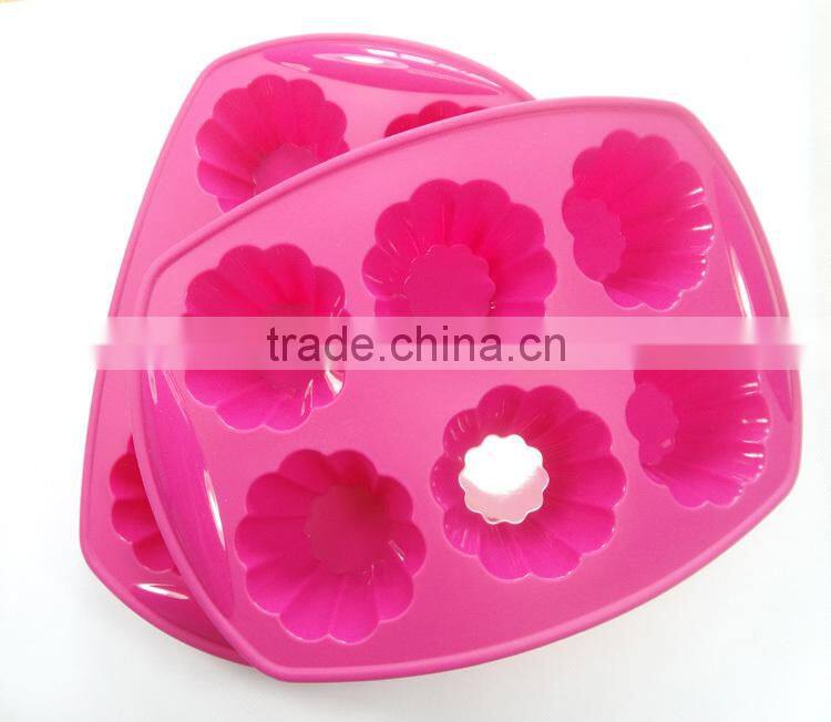 Nice 6 cavity Rose shaped silicone cake pan | cake mold