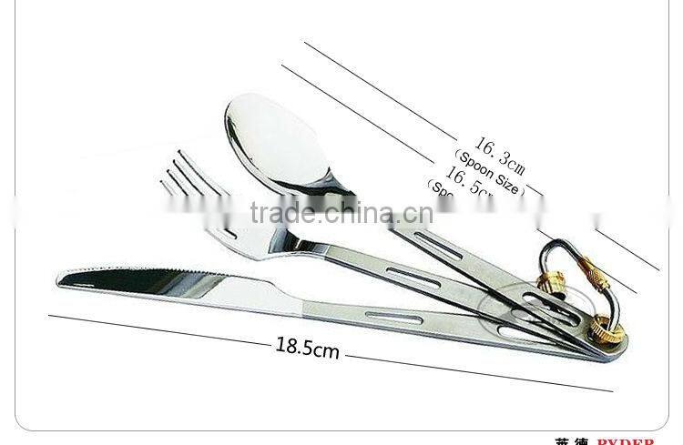 Stainless Steel 304 three-piece dinnerware Camping Cutlery