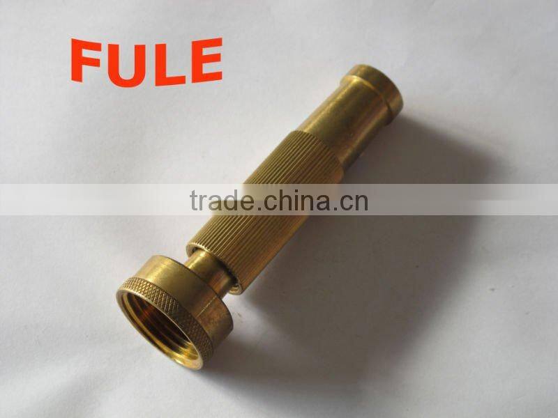 garden water gun with adjustable spray and flow from fine spray to needle stream to heavy rinse