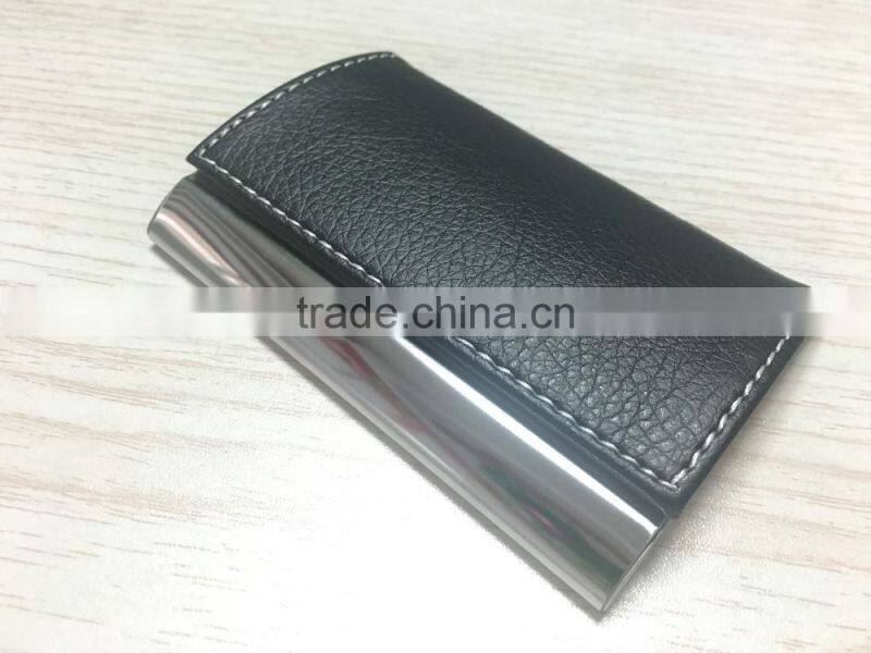 Promotion Leather&Metal Business Card Holder/High Quality PU&Metal Business NameCard Case