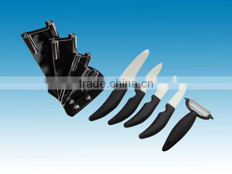 5 pieces ceramic kitchen knife set with Arylic block