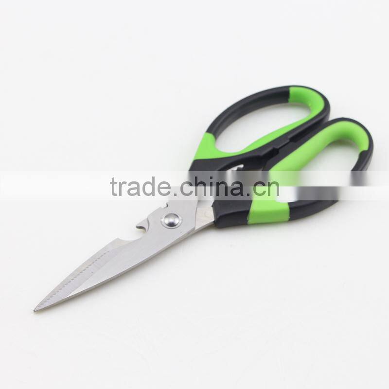 Rubber Handle Multifunction Kitchen Scissors with Bottle Opener