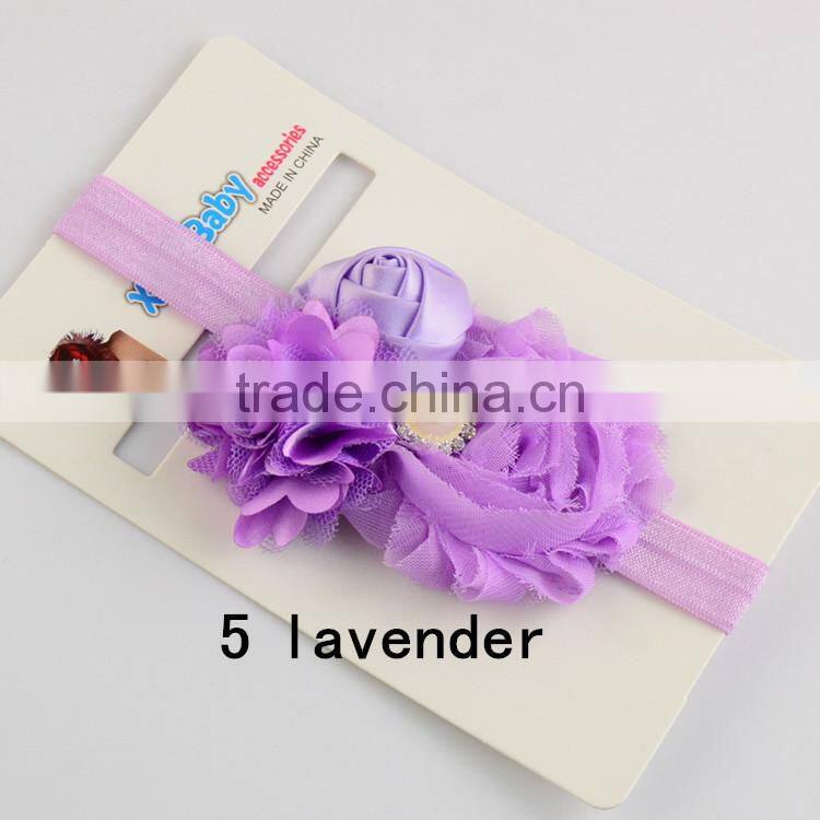 Most Hot Baby Hairband Flower Handwear Kids Girls Flower Ribbon Baby Elastic Headband For Kids