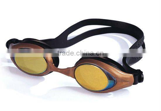 Swim goggles and caps sep - metal color goggles frame- Yellow Black