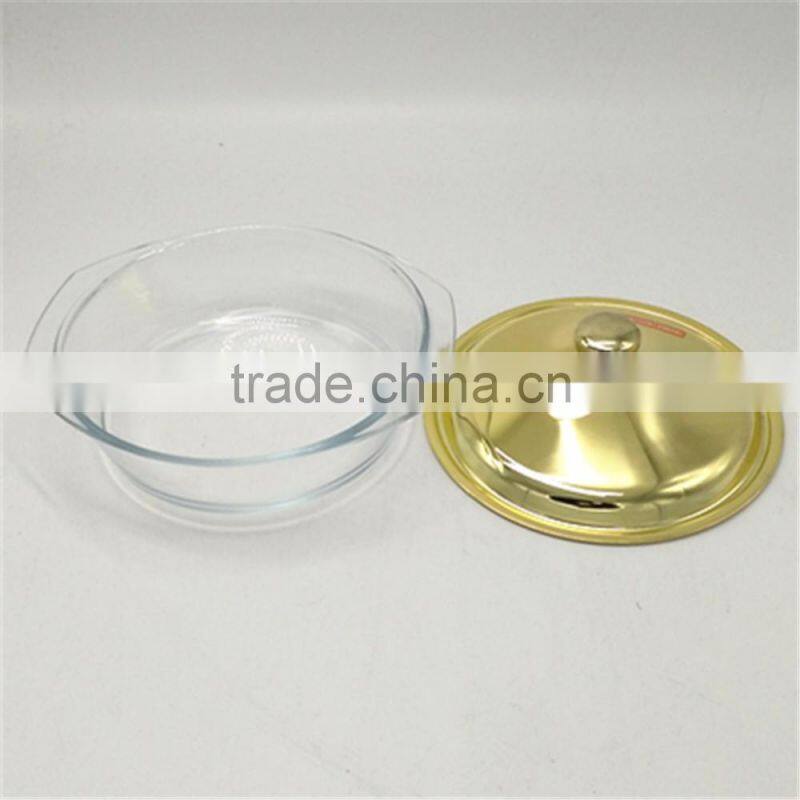 2L glass hot food warmer round silver chafing dish