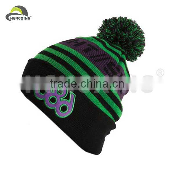 Custom made stylish pompom embroidered beanie hat