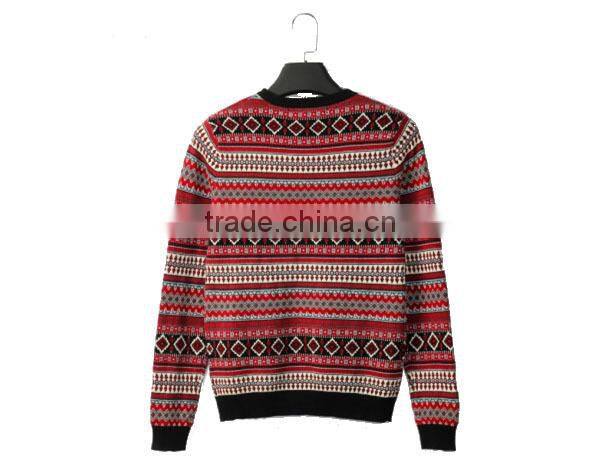 Men 100% cotton intarsia sweater