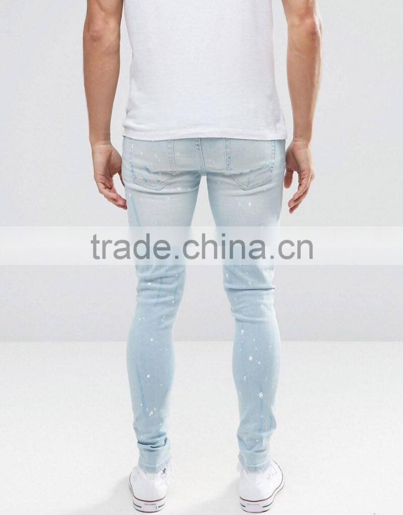 Wholesale New Mans Fashion London Rip Light Blue Jeans Trousers