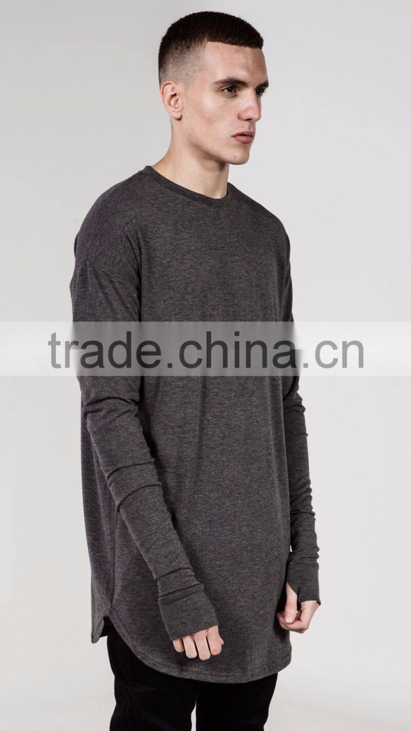 China garment factory 100% cotton long sleeve blank t-shirt custom casual men t-shirt with high quality