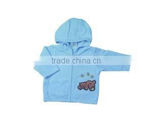 Sky blue hooded velour winter baby jacket coat