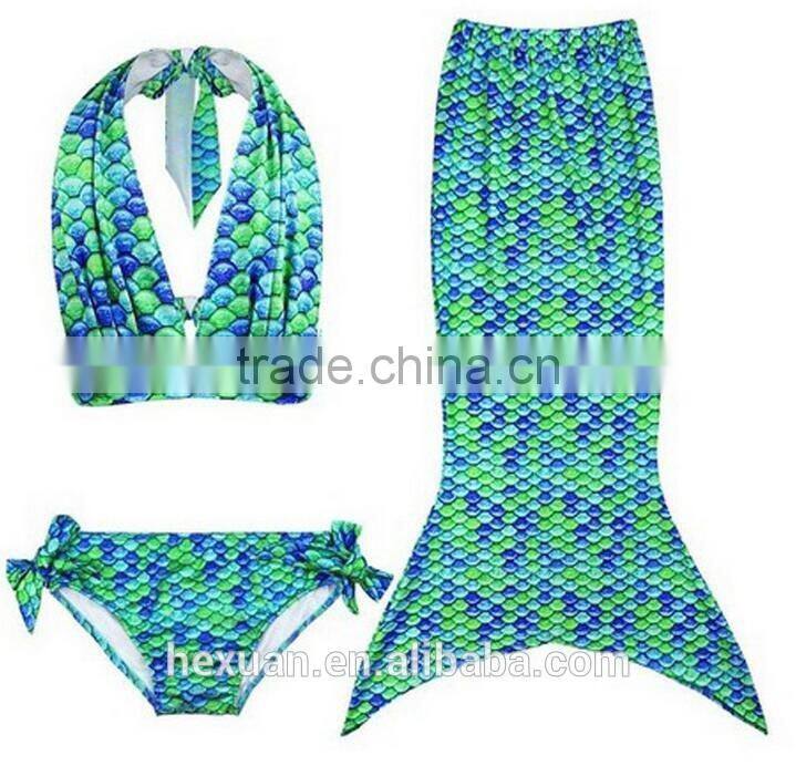 Sexy Mermaid Tail Swim Halter Kids Girls Bikini