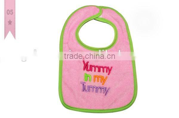 2016 China supplier embroidered letter baby bibs 100% cotton