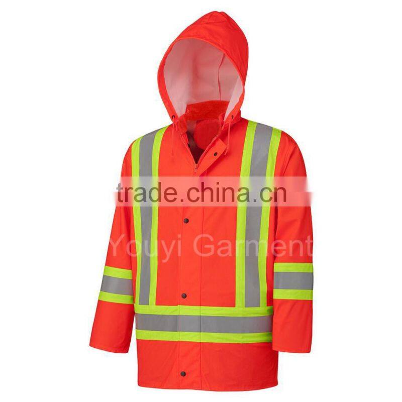 wholesale cheap hi vis waterproof reflective winter rain jacket