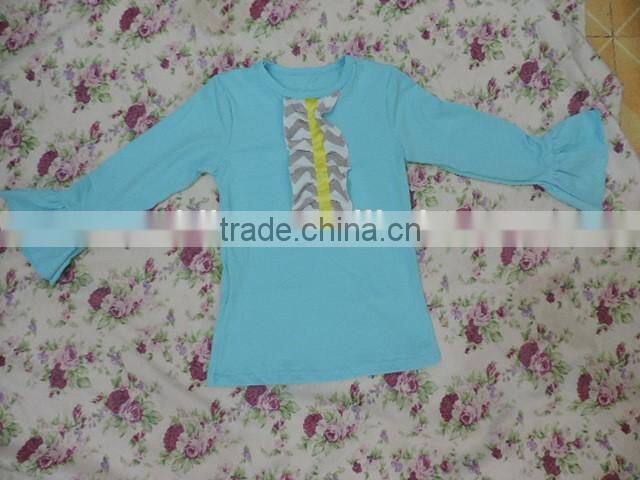 2017 Spring Baby Girls Long Sleeve Clothes Children Girls Solid Color Cotton Ruffle Comfortable Top