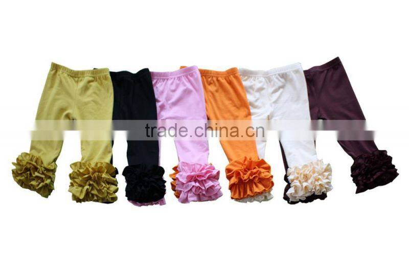 wholesale price 2016 children icing leggings cotton knit ruffle girls pants boutique cheap clothes for children