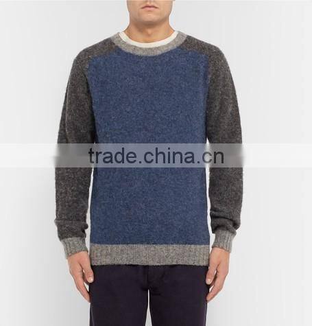 Top Selling 100% Wool Made Sweater Men with Ribbed Trim and Hem Man Wool Sweater Design