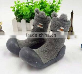 Anti-slide TPR sole baby socks, cotton sock shoes for baby