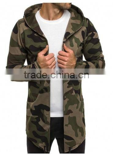 Men's Camouflage Print Zipp-up 100% Cotton Fleece Hoodies