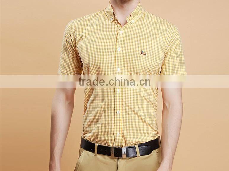 Short sleeve shirt cotton summer youth contracted texture plaid shirt English cultivate one's morality with big yards