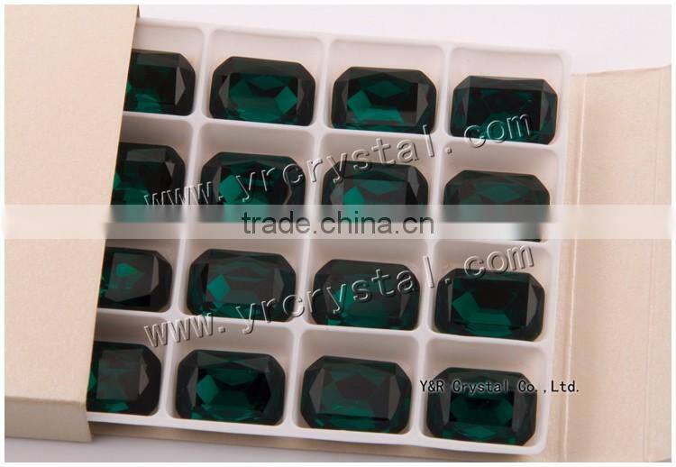 4627 Octagon Crystal 10*14mm Emerald Color Glass Crystal