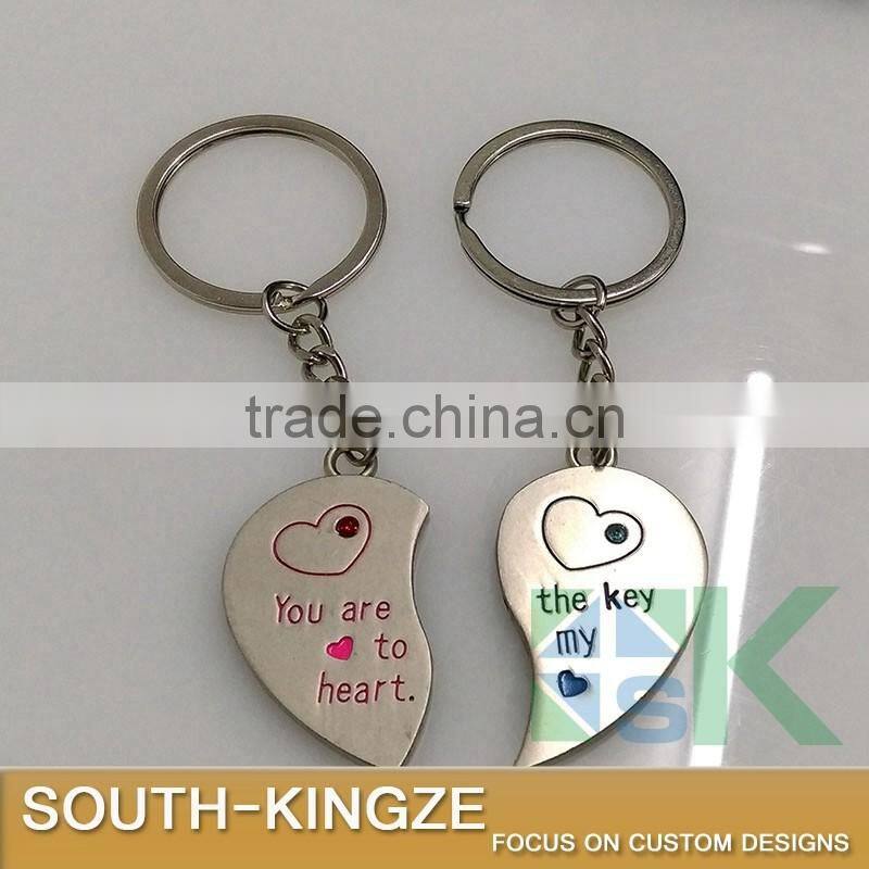 Girl Boy Alluminum Alloy Half Hearts Keychain