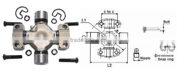 (5-345X Series)High Precison Cross-shaft Universal Joint with 2 Wing And 2 Plain Round Bearings