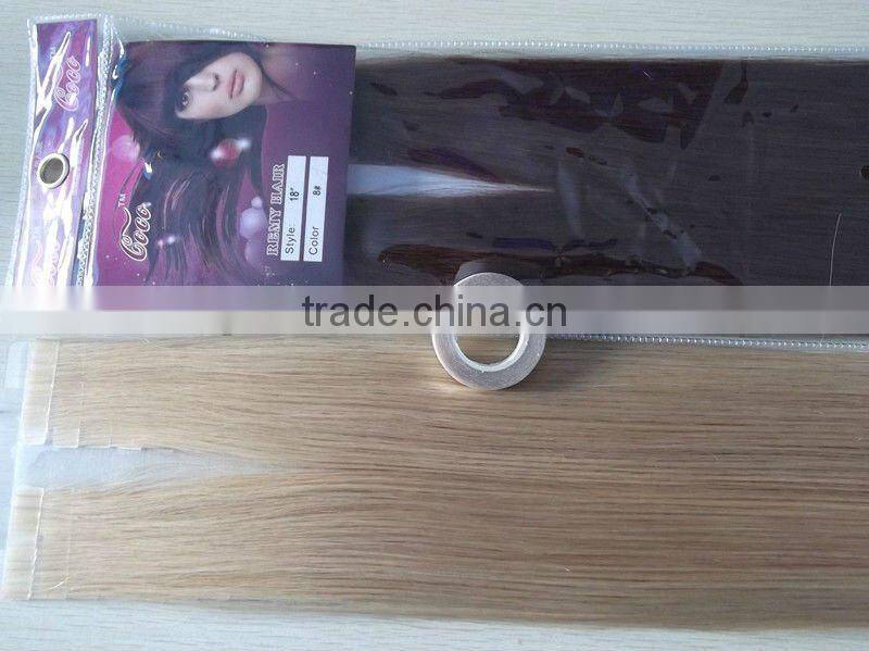 Adhesive double sided tape human hair extensions