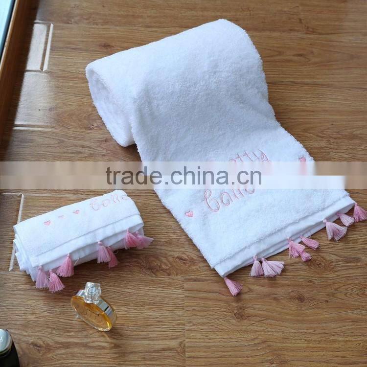 Gift set promotional cotton towel with tassle luxury gift set