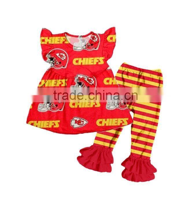 Halloween style boutique baby girl clothing dress no sleeves with ruffle pants designed for pretty girl kids clothing set