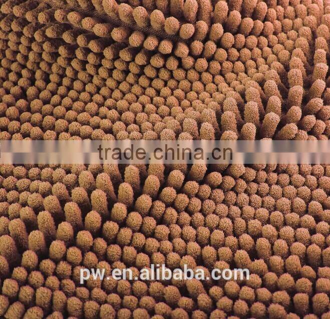 coffee color chenille floor mat Generic Washable Bathroom New Shaggy Rugs Non Slip Bath Mat Thick Shag Pile Size:60cm X 40