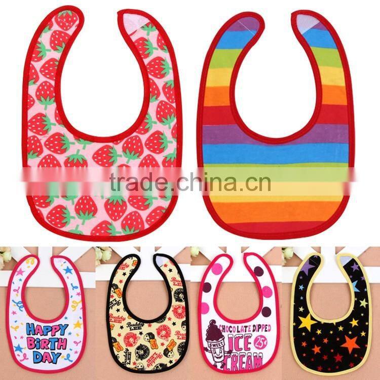 colorful stripe EVA bib 100% cotton waterproof polyester baby bibs