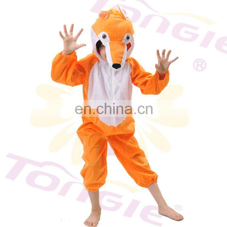 Short floss orange fox animal mascot cosplay costume for kids