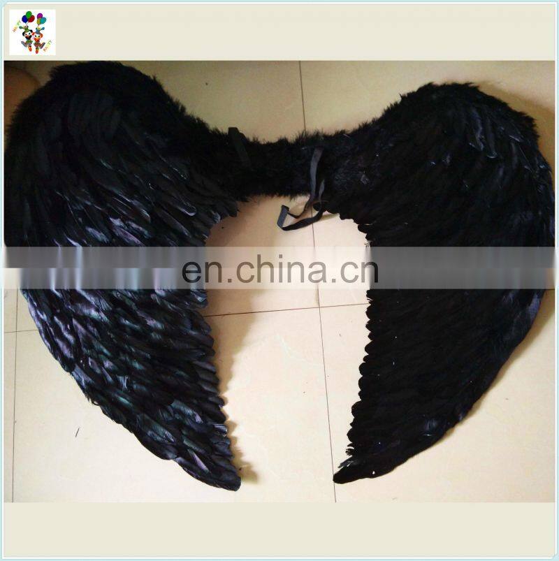 Gothic Fairy Dress Up Party Prop Black Feather Angel Wings with Halo HPC-0811