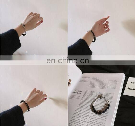 2 Styles Retro Blue Sandstone Luck Black Beads Star Bracelet Couple Jewelry Natural Stone Bracelet