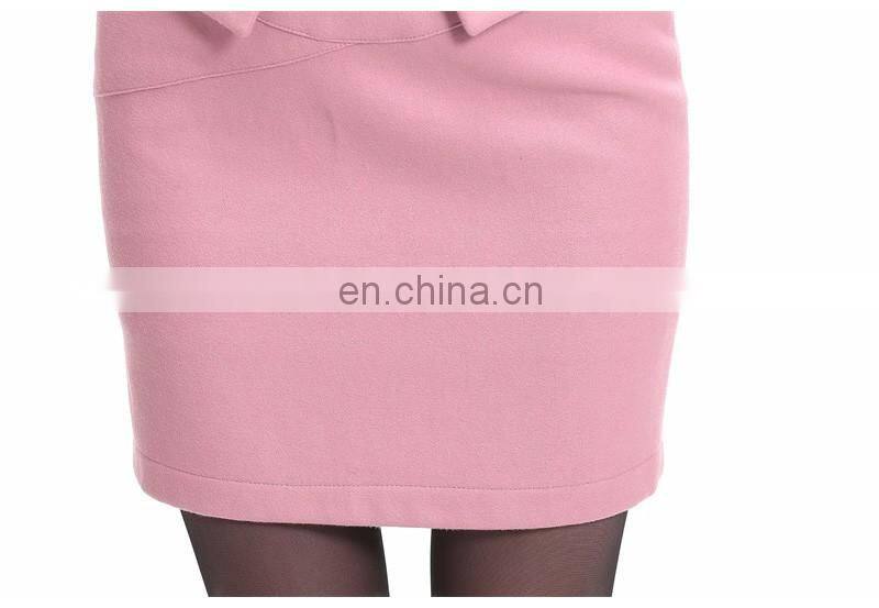 Good Quality Slim Fit Single Button Wool Blend 2 Pieces Fashion Long Sleeve Womens Special Cutting Office Ladies Skirt Suit