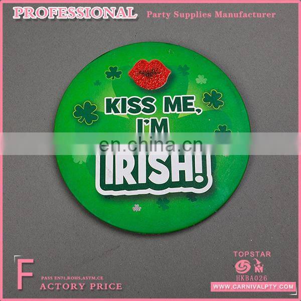 High Quality "Kiss Me I'm Irish Badge", St'Patrick Badge reel badge holder