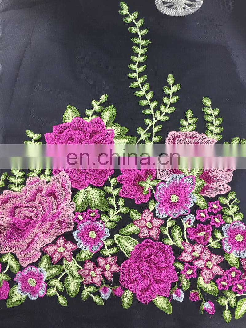 2017 fashion 3D colorful butterfly embroidry lace fabric factory