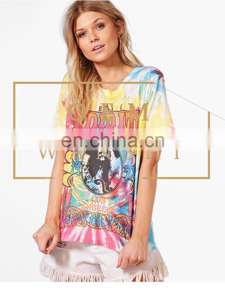 low price custom summer beach casual short sleeve women print t shirt