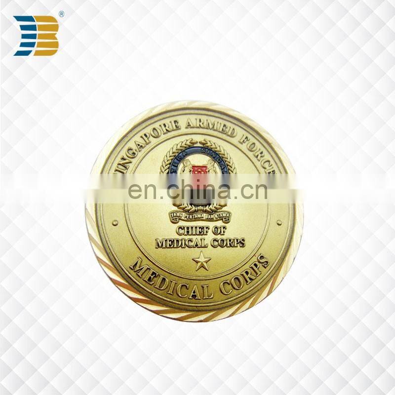custom gold plating engraved souvenir coin for medical corps