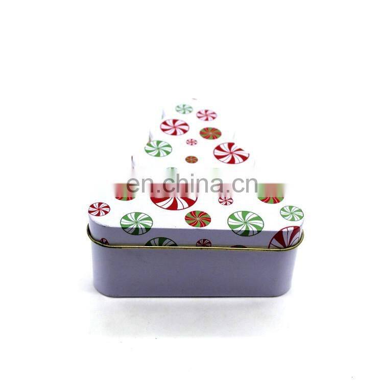 Tree shaped christmas empty irregular matal storage tin box can