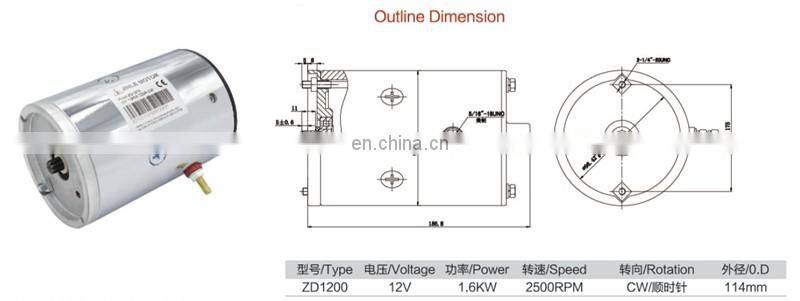 Torque 6N.m 1.6KW 12V Series Wound DC Motor