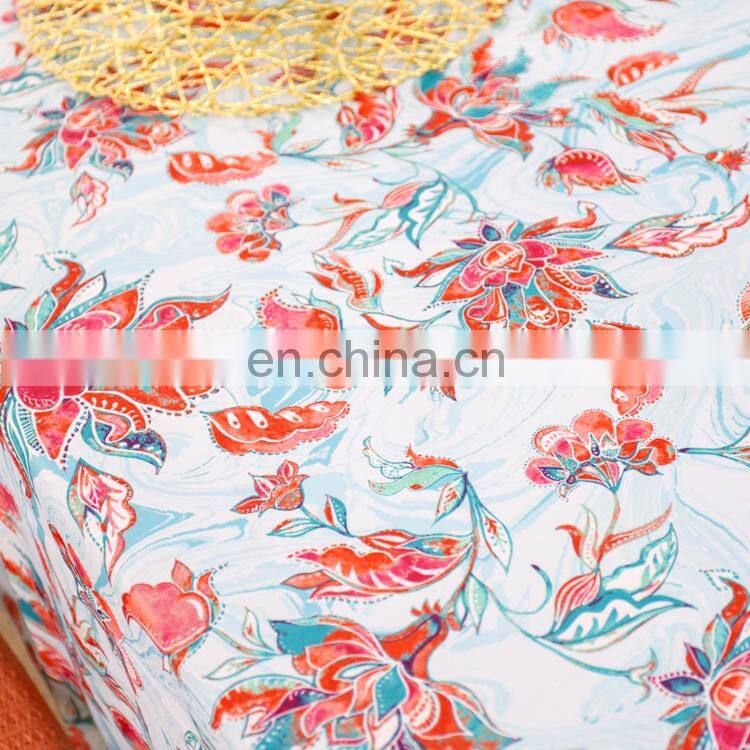 Floral Printed Table Cloth Spillproof Polyester Fabric rectangle Tablecloths for Dining Party