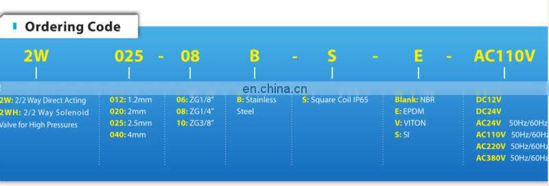 2W025-08 Solenoid Valve mini water solenoid valve 1/4 inch Solenoid Valve